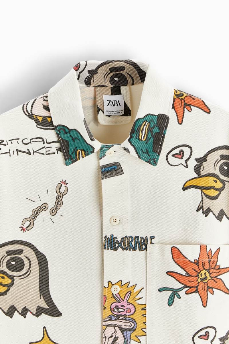 ZARA CONTRAST PRINT Övertröja Herr Vita | NIMCZ-1978