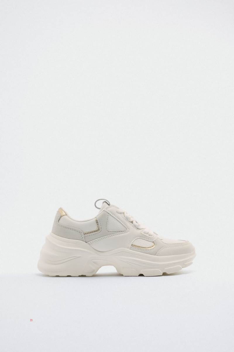ZARA CONTRAST RUNNING Träningsskor Dam Vita | LTAPK-8612