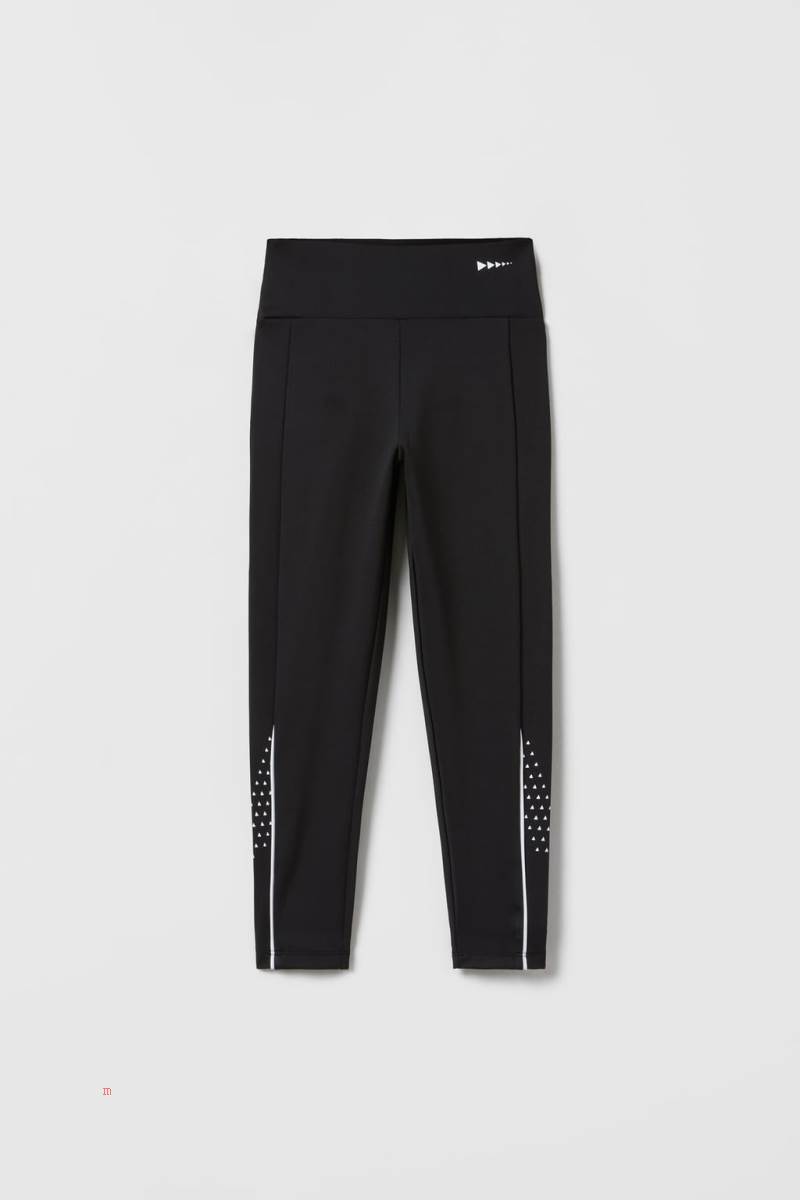 ZARA CONTRAST SPORTY Leggings Tjej Svarta | YKQDA-5061