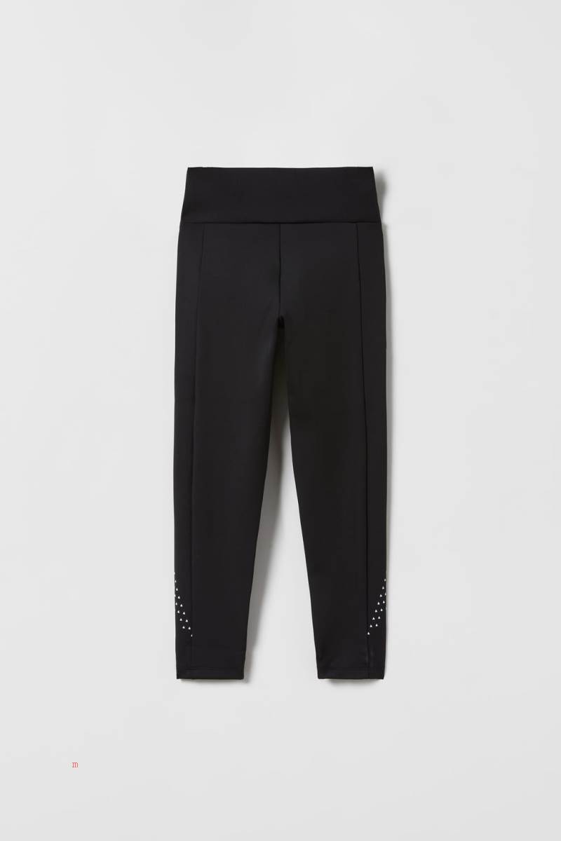 ZARA CONTRAST SPORTY Leggings Tjej Svarta | YKQDA-5061