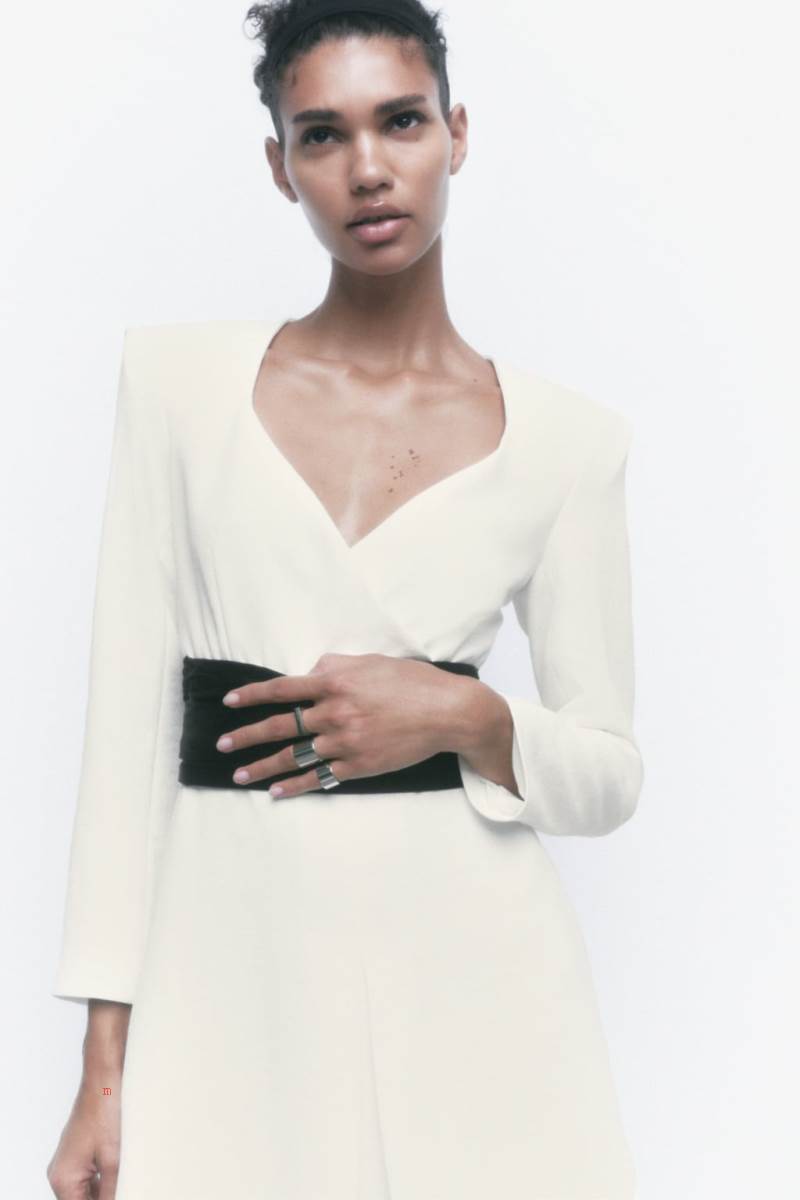 ZARA CONTRAST TIE Playsuit Dam Vita | DUFIB-0496