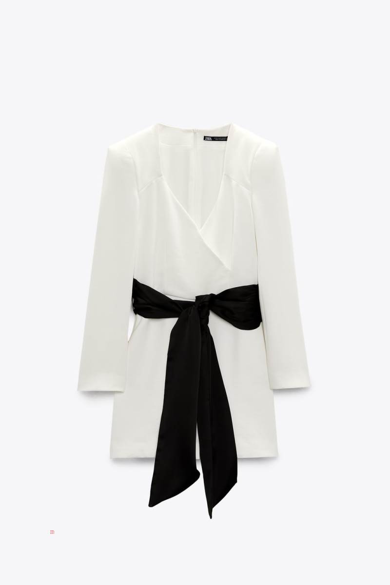 ZARA CONTRAST TIE Playsuit Dam Vita | DUFIB-0496