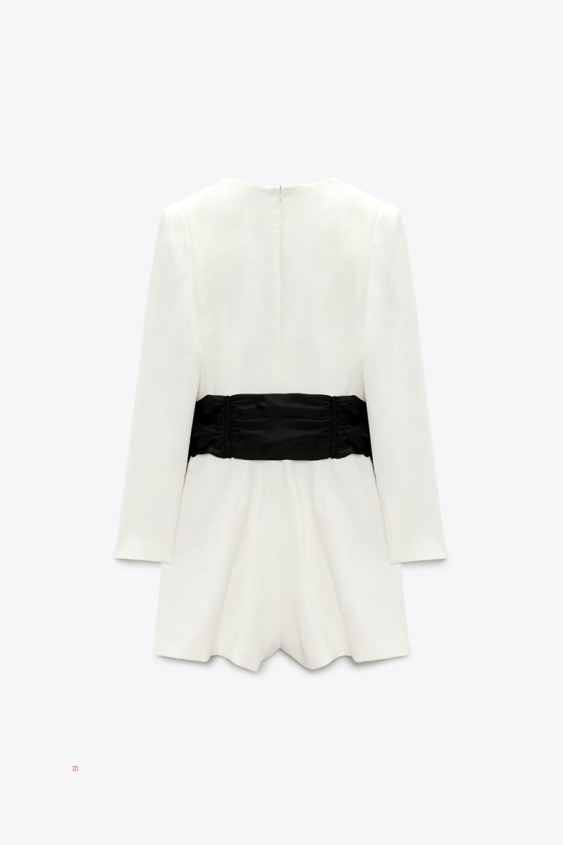 ZARA CONTRAST TIE Playsuit Dam Vita | DUFIB-0496