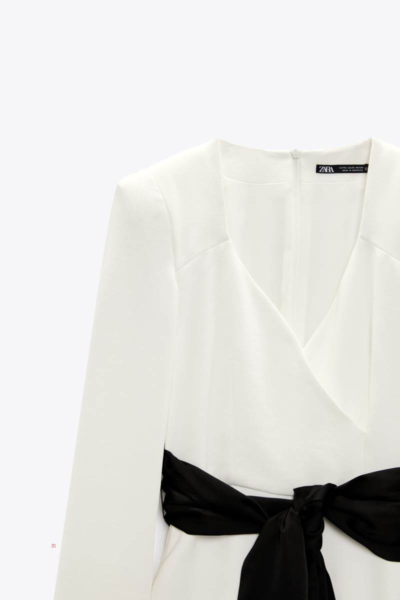 ZARA CONTRAST TIE Playsuit Dam Vita | DUFIB-0496