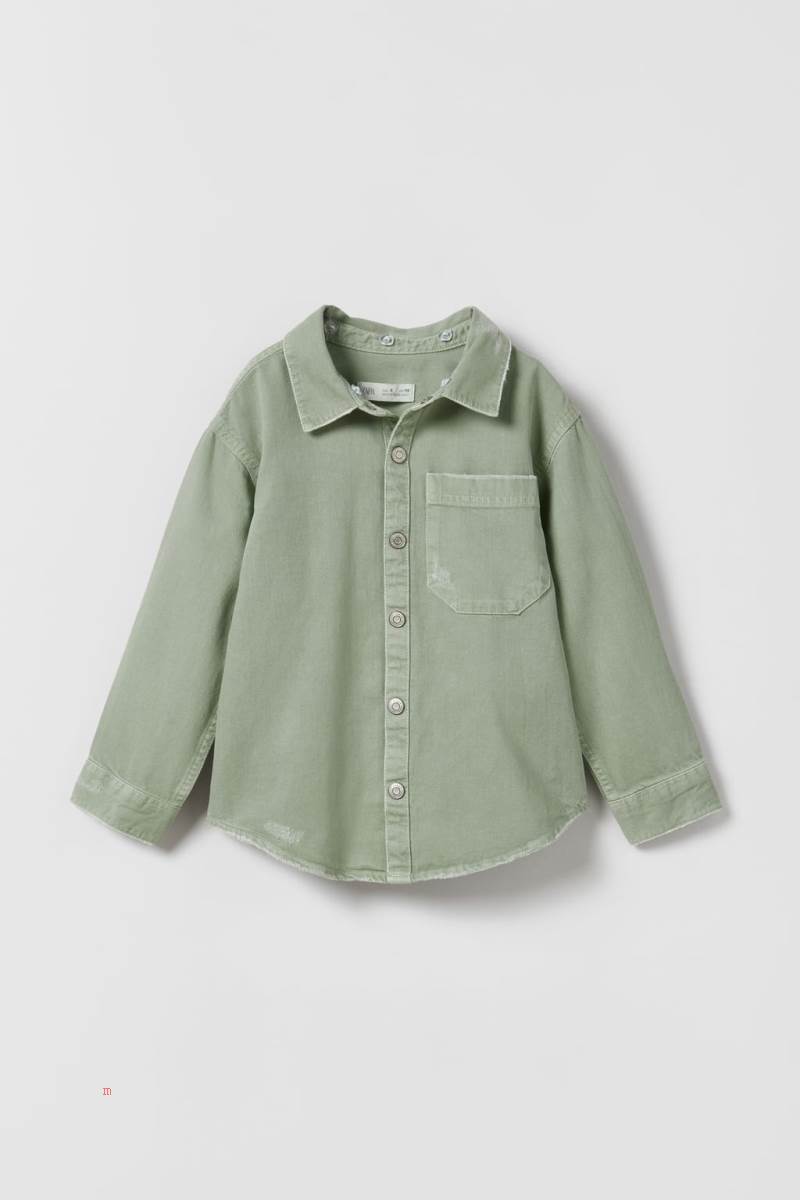 ZARA CONTRAST TWILL Övertröja Pojke Gröna | VEBKM-8765