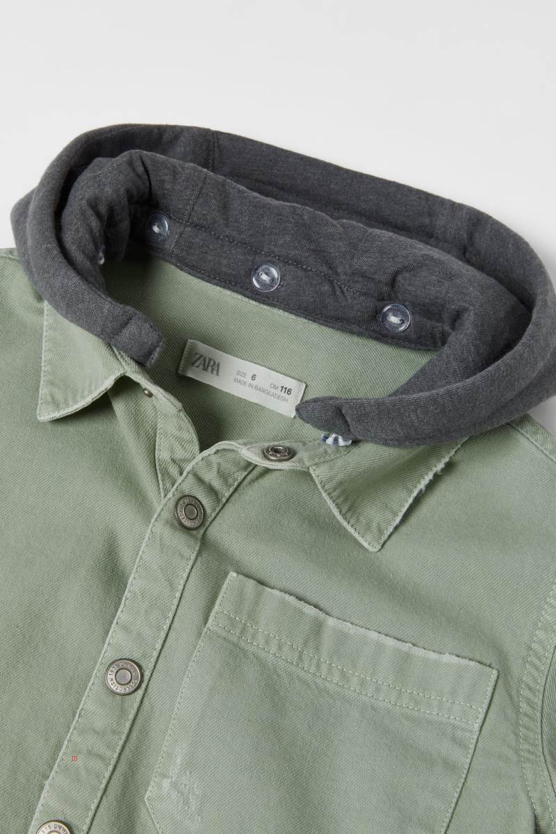ZARA CONTRAST TWILL Övertröja Pojke Gröna | VEBKM-8765