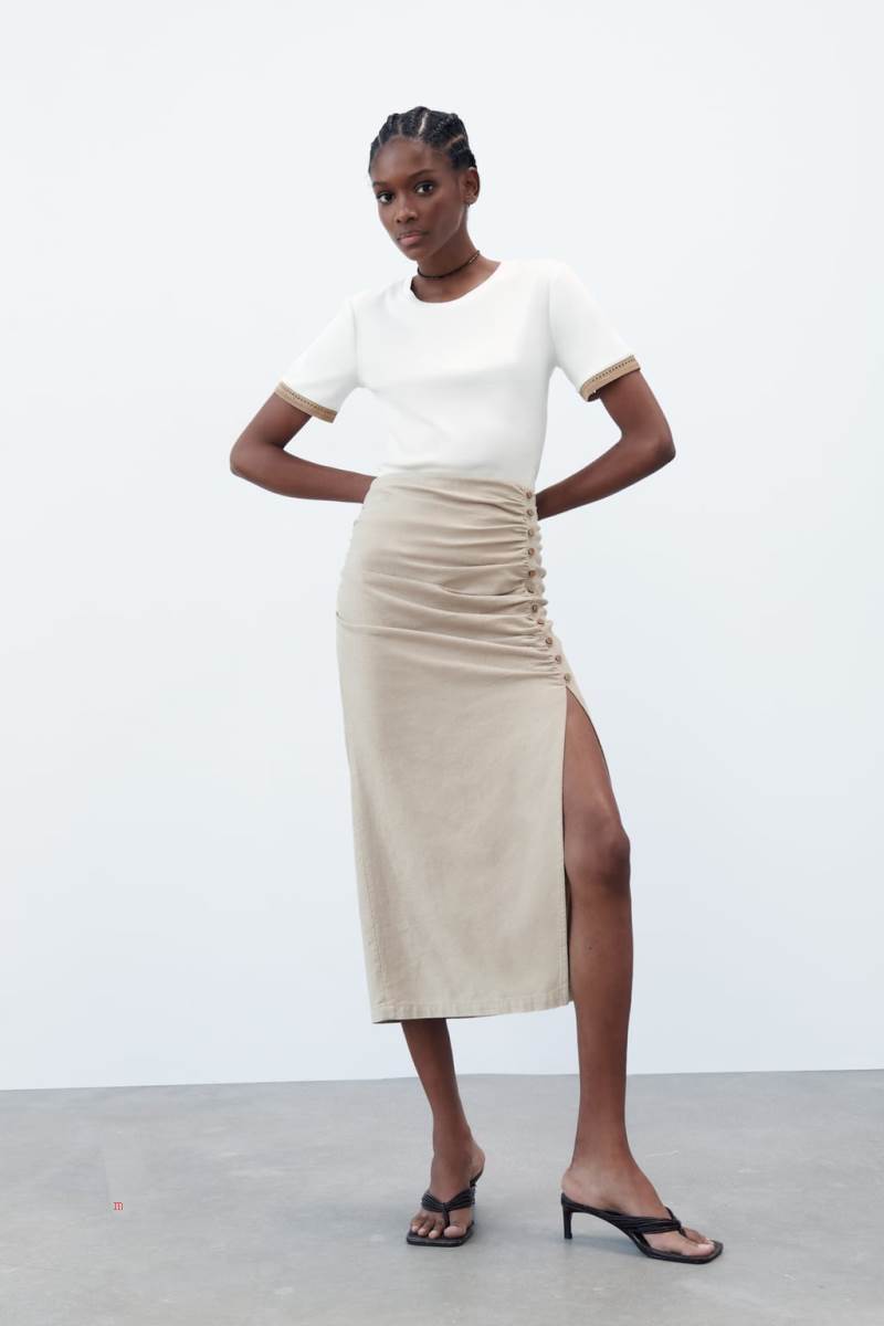 ZARA CONTRAST T-shirt Dam Vita | TAKZJ-1352
