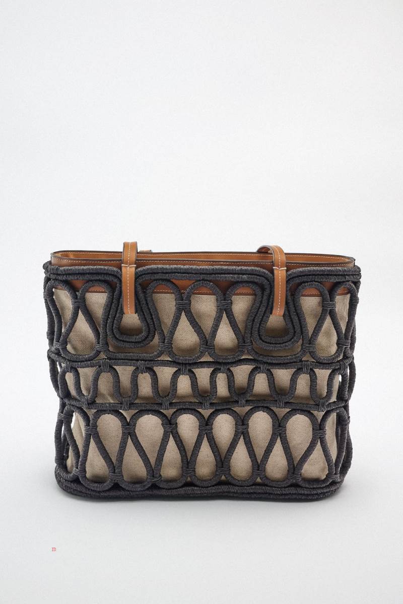 ZARA CONTRAST Toteväska Dam Svarta | RAFNG-9067