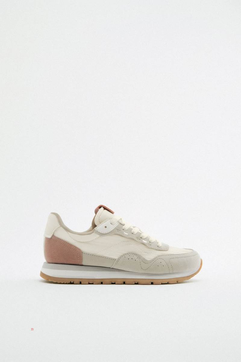 ZARA CONTRAST Träningsskor Dam Beige | NGJHP-3982
