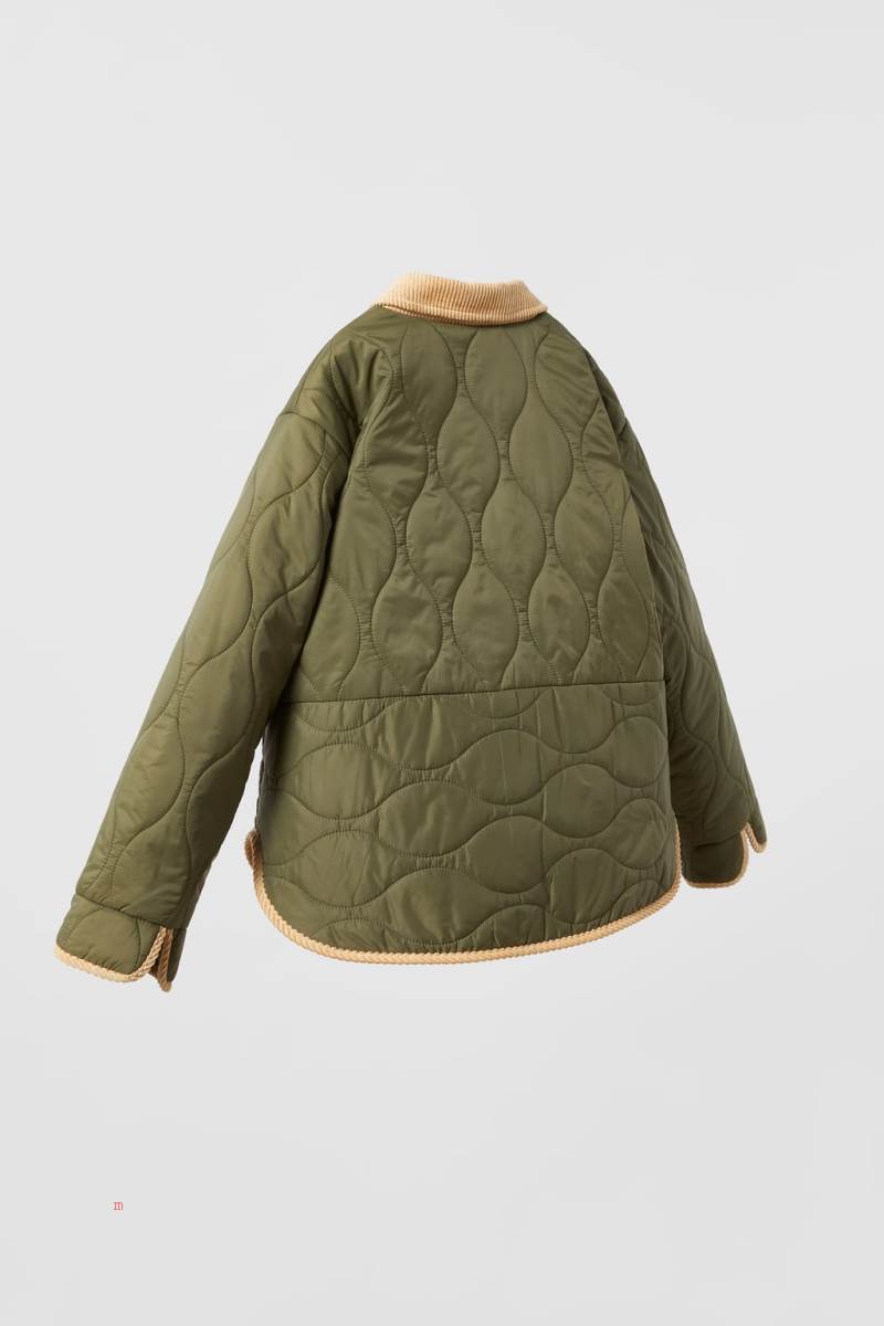 ZARA CORDUROY QUILTED Övertröja Pojke Mörkkhaki | GIBWZ-3190