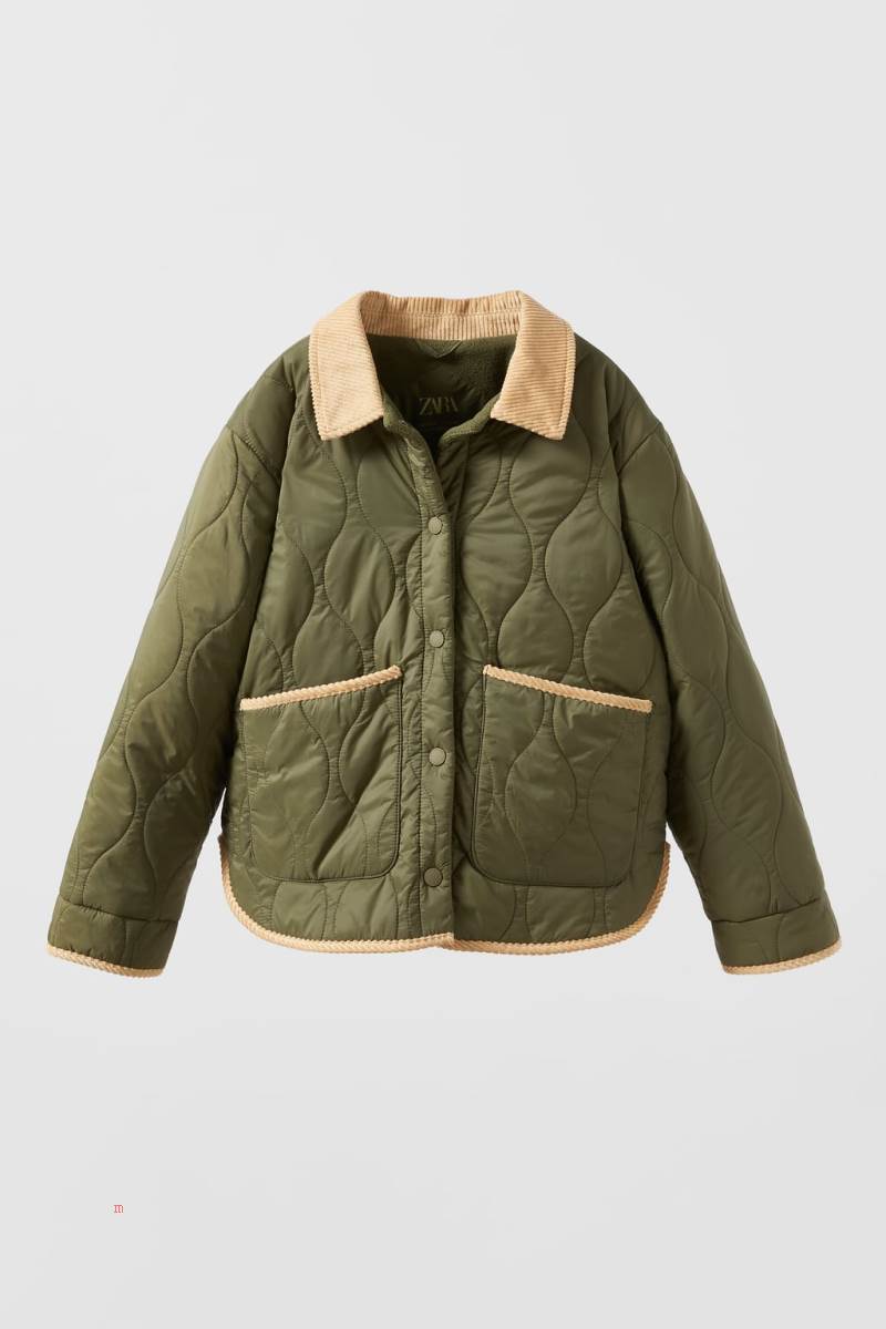ZARA CORDUROY QUILTED Övertröja Pojke Mörkkhaki | GIBWZ-3190