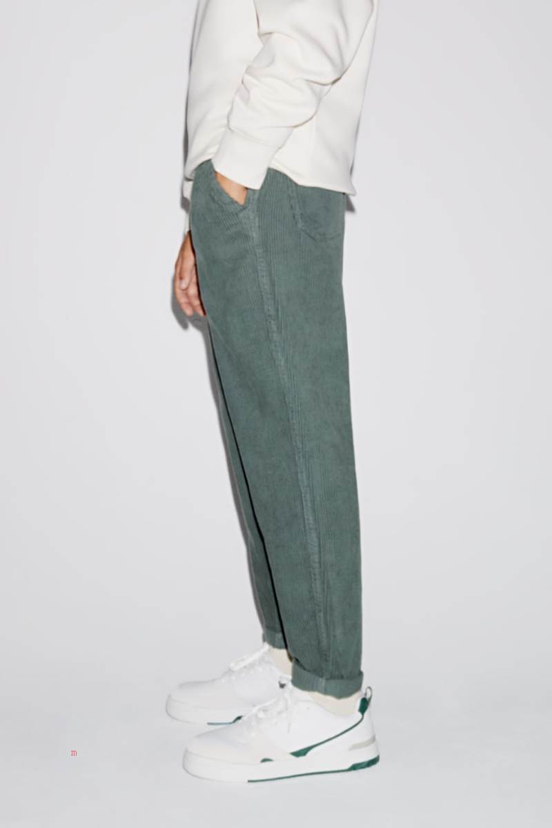 ZARA CORDUROY WITH ELASTIC WAIST Byxor Pojke Grå Gröna | FWRIG-5674