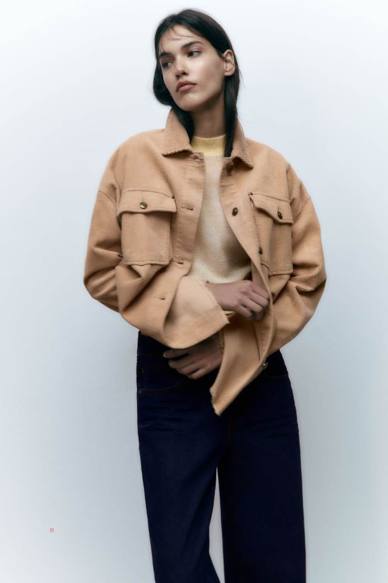 ZARA CORDUROY WITH FRAYED HEM Övertröja Dam Bruna | FUCEP-2037