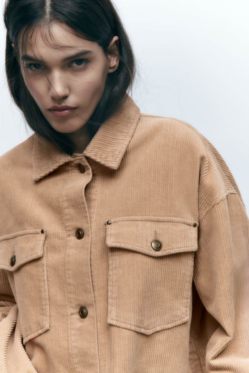 ZARA CORDUROY WITH FRAYED HEM Övertröja Dam Bruna | FUCEP-2037