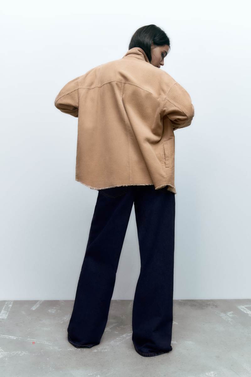ZARA CORDUROY WITH FRAYED HEM Övertröja Dam Bruna | FUCEP-2037
