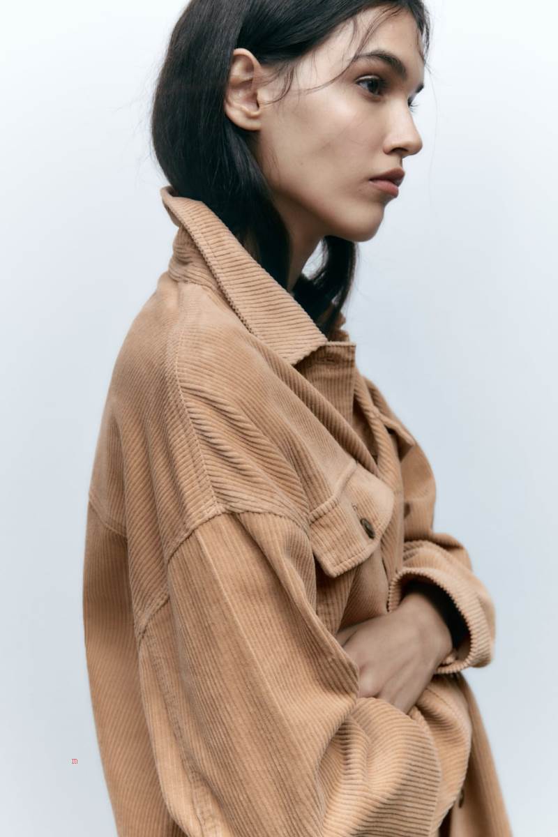 ZARA CORDUROY WITH FRAYED HEM Övertröja Dam Bruna | FUCEP-2037