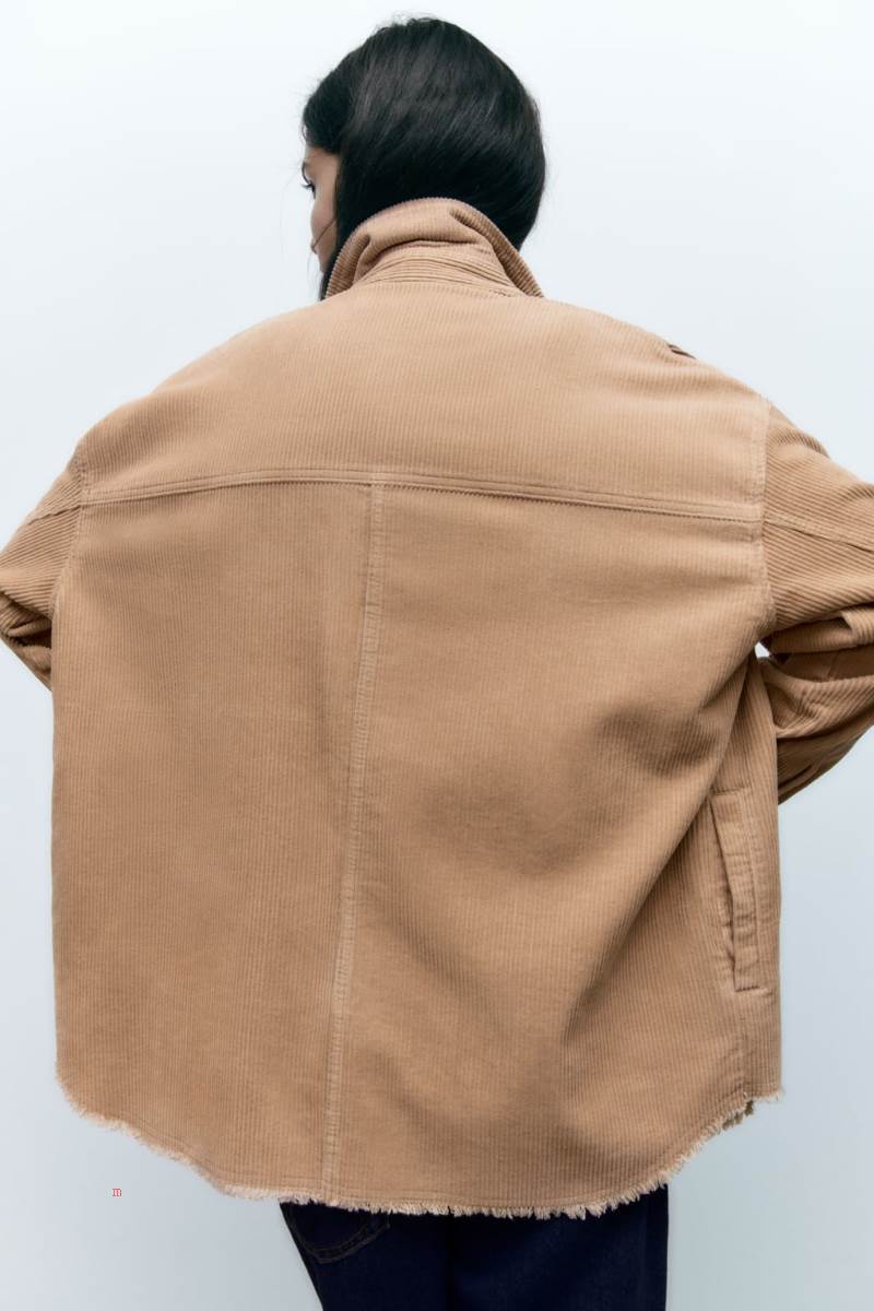 ZARA CORDUROY WITH FRAYED HEM Övertröja Dam Bruna | FUCEP-2037