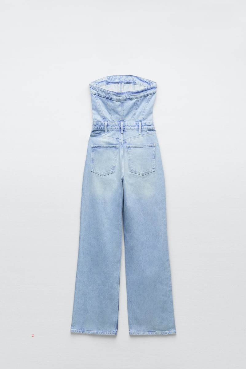 ZARA CORSETRY-INSPIRED DENIM Jumpsuit Dam Ljusblå | GWTFU-9832