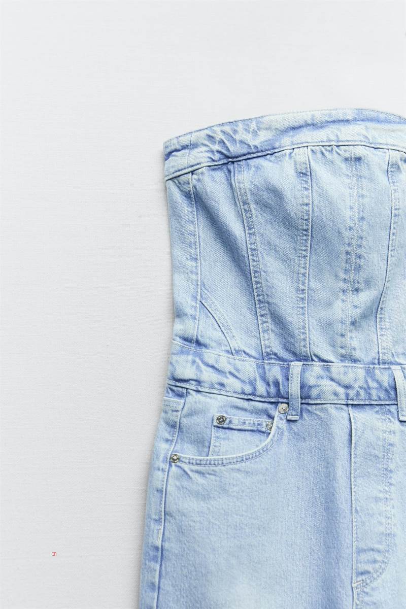 ZARA CORSETRY-INSPIRED DENIM Jumpsuit Dam Ljusblå | GWTFU-9832