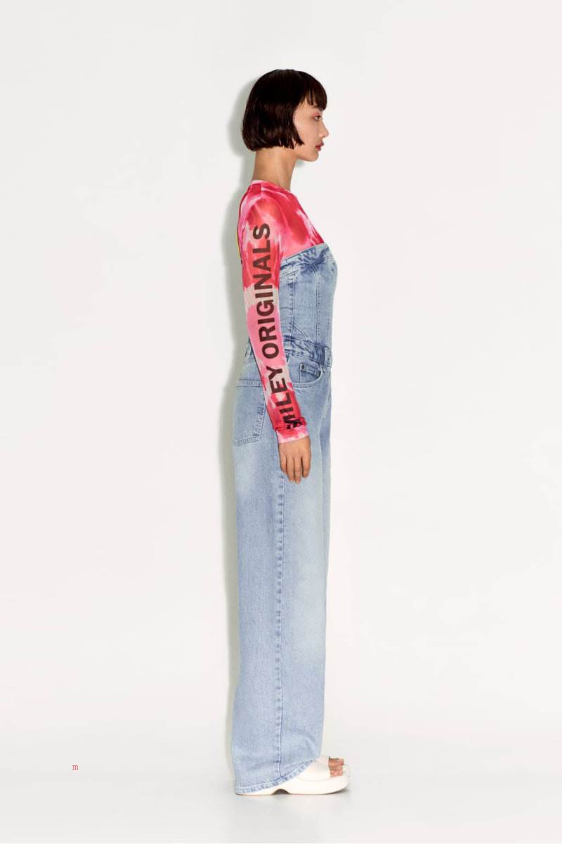 ZARA CORSETRY-INSPIRED DENIM Jumpsuit Dam Ljusblå | GWTFU-9832