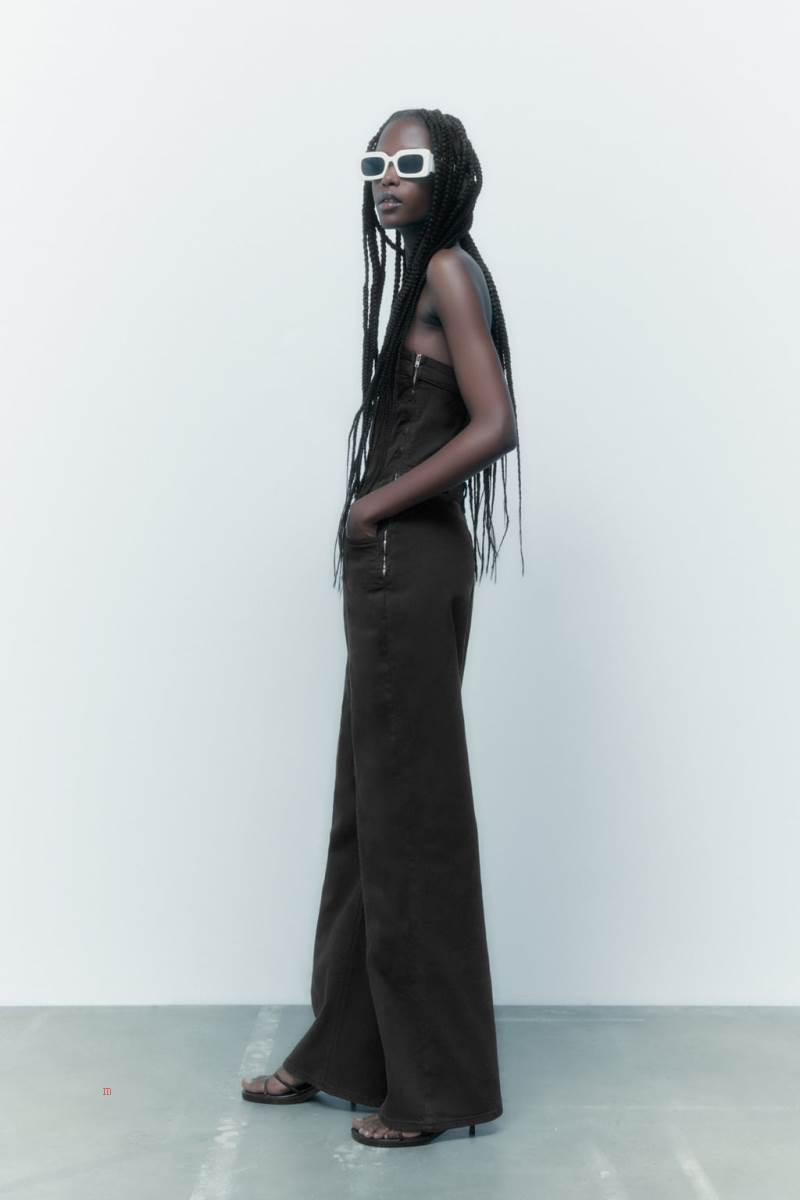 ZARA CORSETRY-INSPIRED DENIM Jumpsuit Dam Mörkgrå | NOLYB-8520