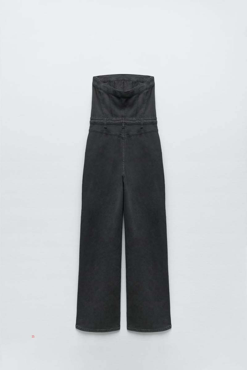 ZARA CORSETRY-INSPIRED DENIM Jumpsuit Dam Mörkgrå | NOLYB-8520