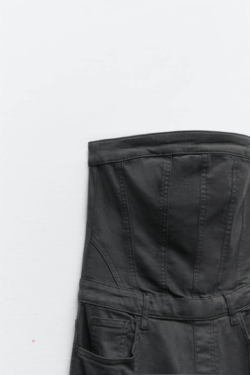 ZARA CORSETRY-INSPIRED DENIM Jumpsuit Dam Mörkgrå | NOLYB-8520