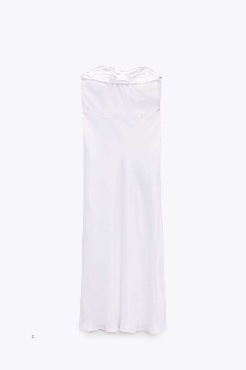 ZARA CORSETRY-INSPIRED MIDI WITH RHINESTONES Klänning Dam Vita | DXOEN-5237