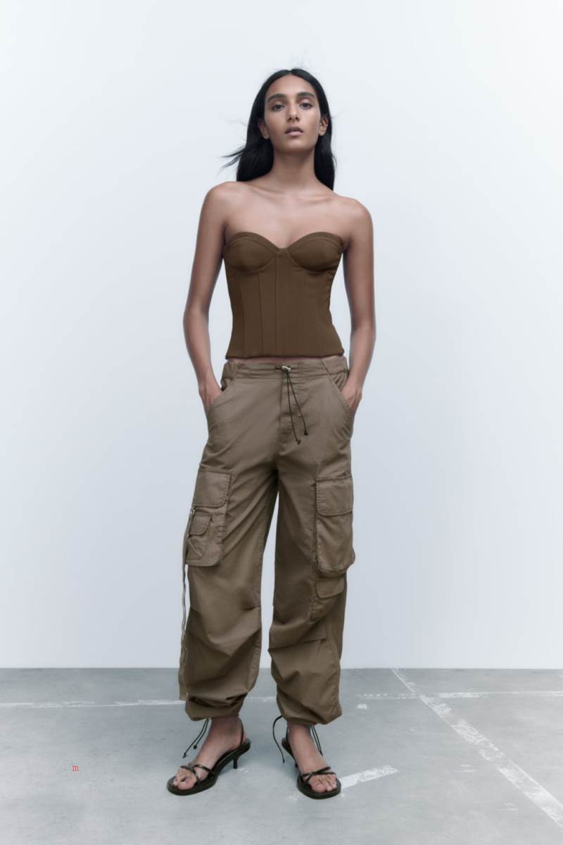 ZARA CORSETRY-INSPIRED TOP Korsett Dam Khaki | PCQLJ-2143