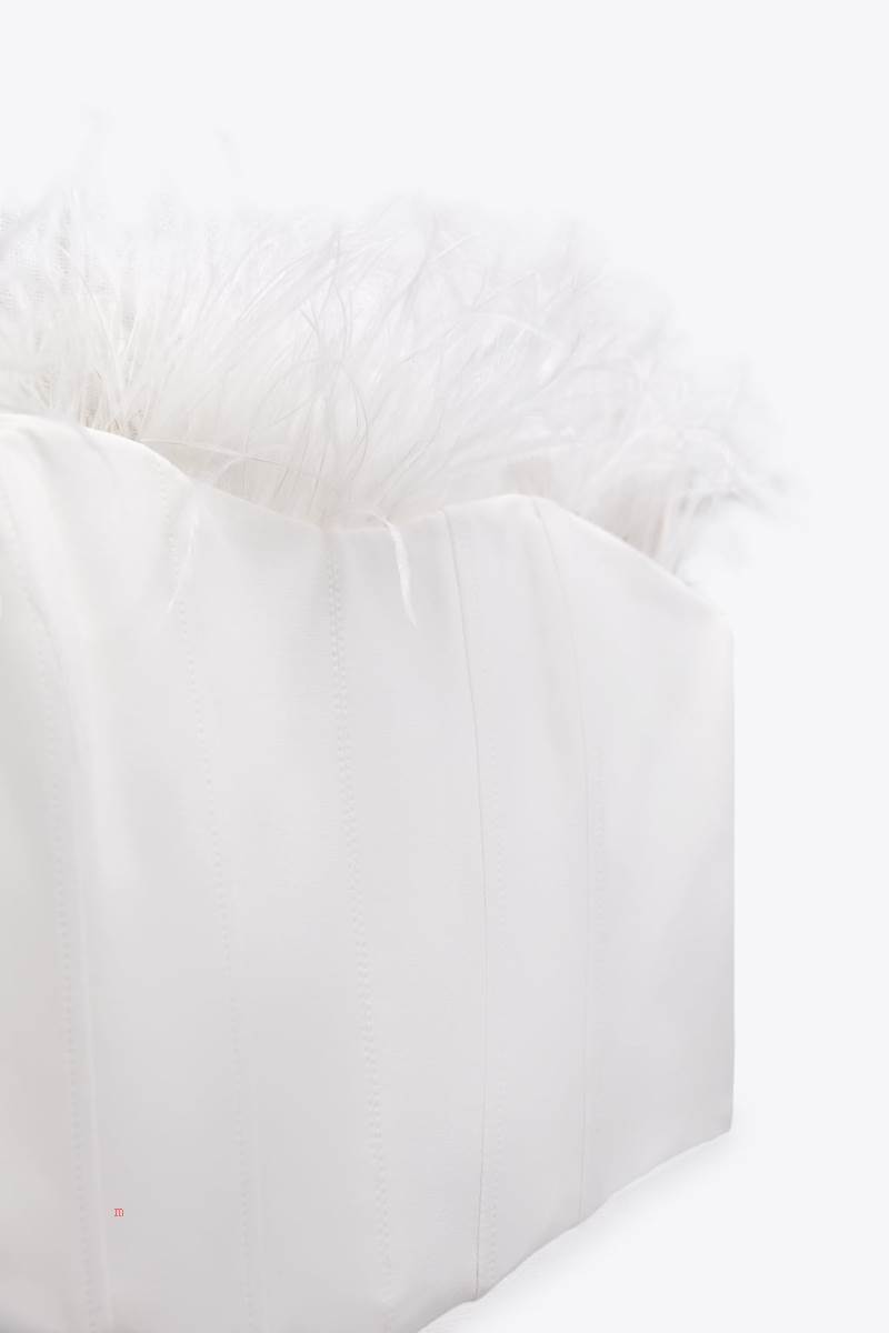ZARA CORSETRY-INSPIRED TOP WITH FEATHERS Korsett Dam Vita | WRULB-2563