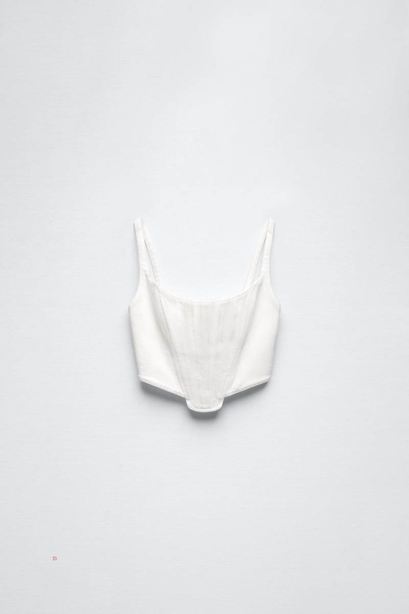 ZARA CORSETRY-INSPIRED TOP WITH TOPSTITCHING Crop Top Dam Vita | MBEOH-9506