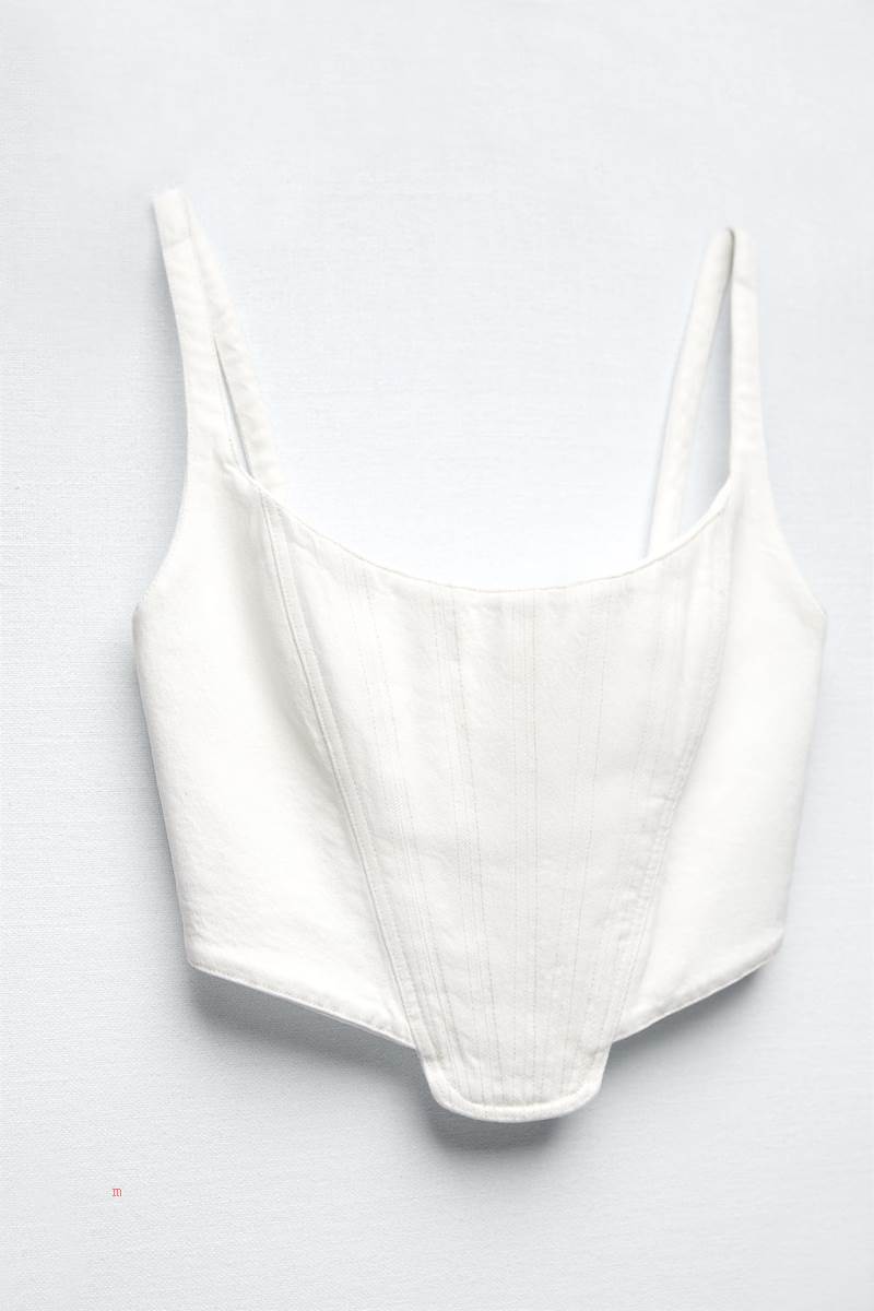 ZARA CORSETRY-INSPIRED TOP WITH TOPSTITCHING Crop Top Dam Vita | MBEOH-9506