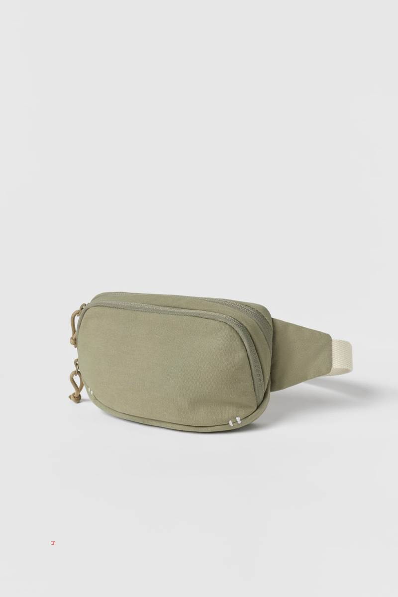 ZARA COTTON Bältesväska Tjej Khaki Gröna | MFSYQ-4598