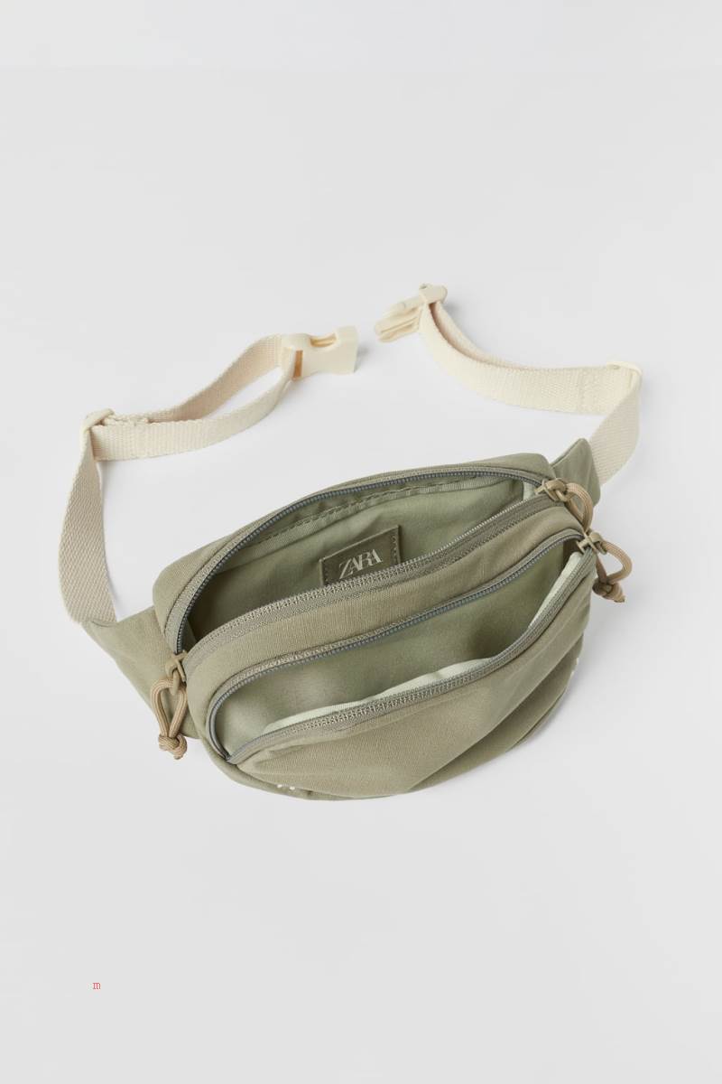 ZARA COTTON Bältesväska Tjej Khaki Gröna | MFSYQ-4598