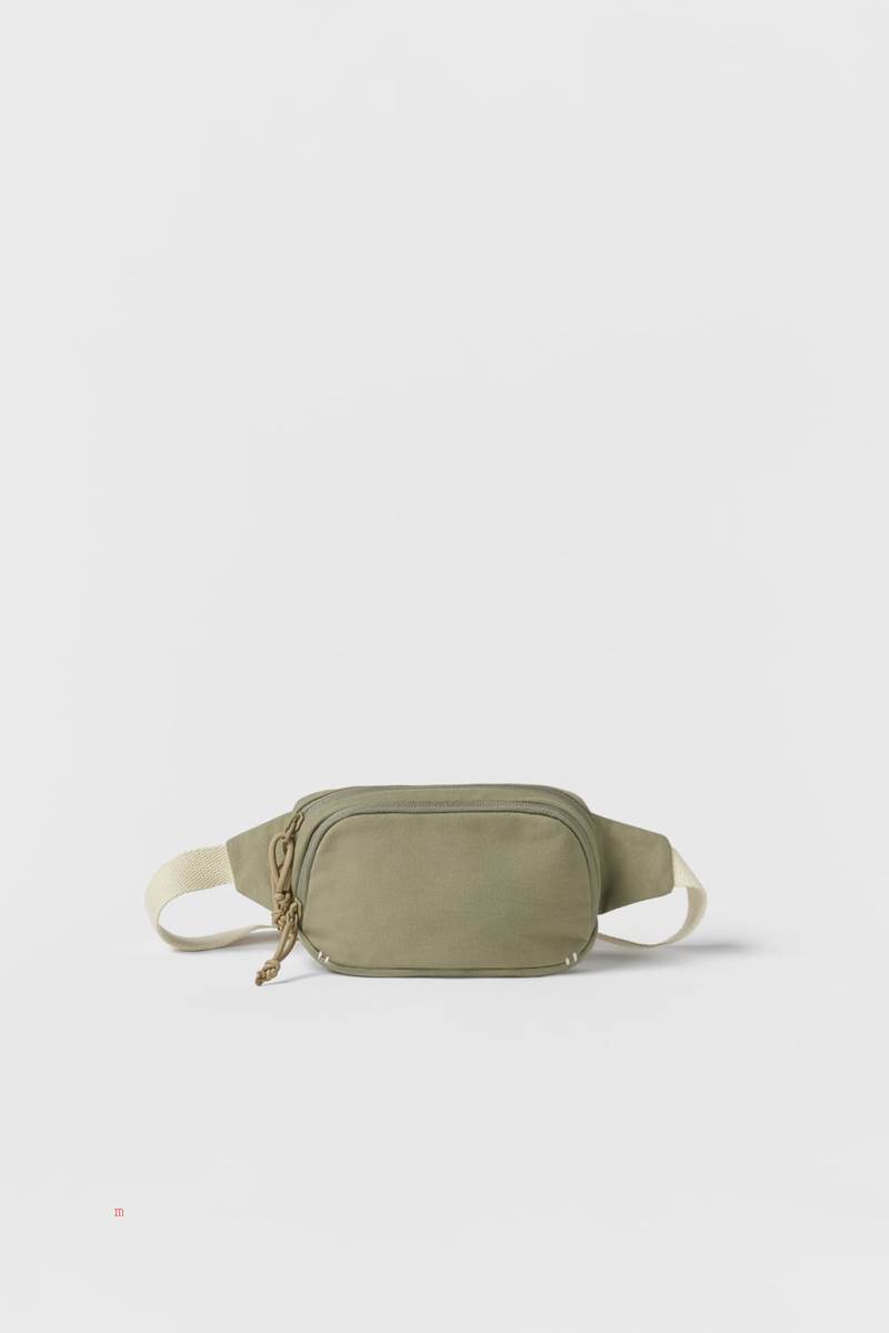 ZARA COTTON Bältesväska Tjej Khaki Gröna | MFSYQ-4598