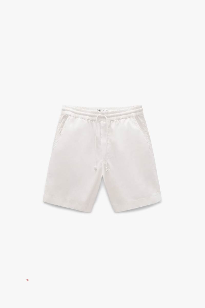 ZARA COTTON JOGGER BERMUDA Shorts Herr Khaki | ZUICV-4631