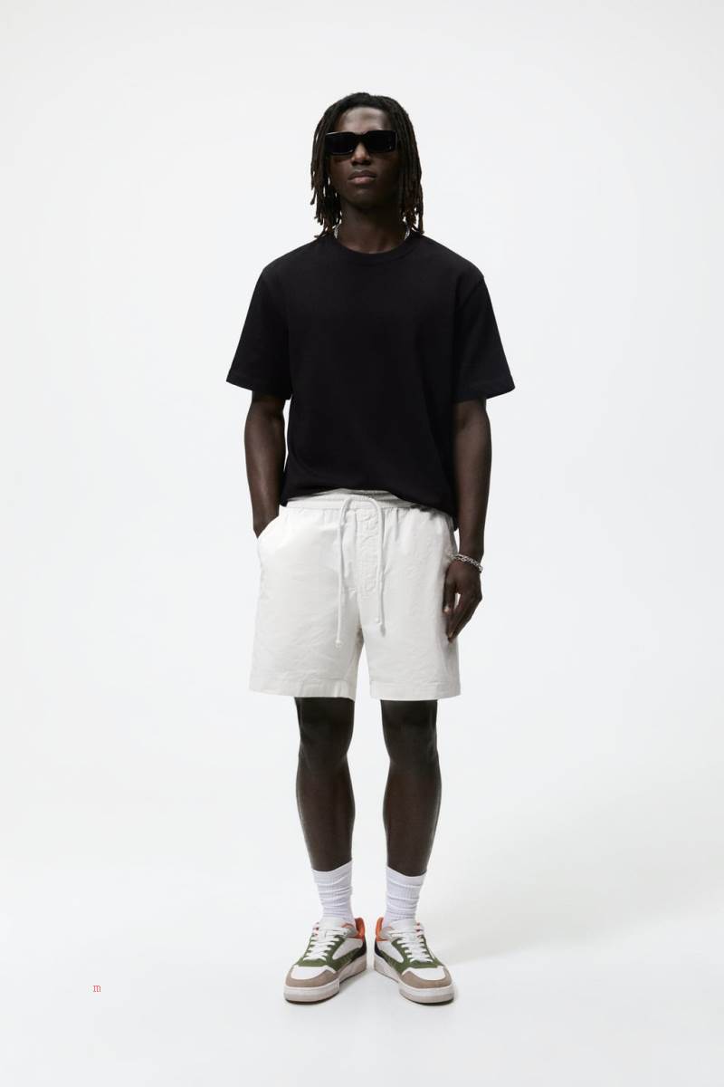 ZARA COTTON JOGGER BERMUDA Shorts Herr Khaki | ZUICV-4631