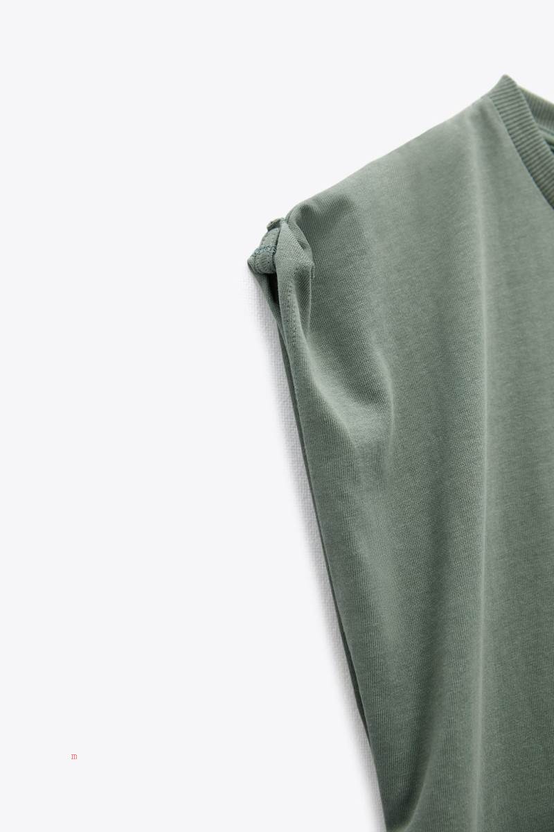 ZARA COTTON MIDI Klänning Dam Khaki | ZYLQO-7914