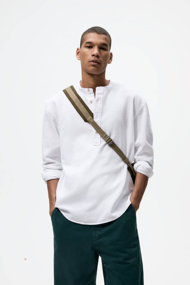 ZARA COTTON Skjorta Herr Vita | QNFHC-5968