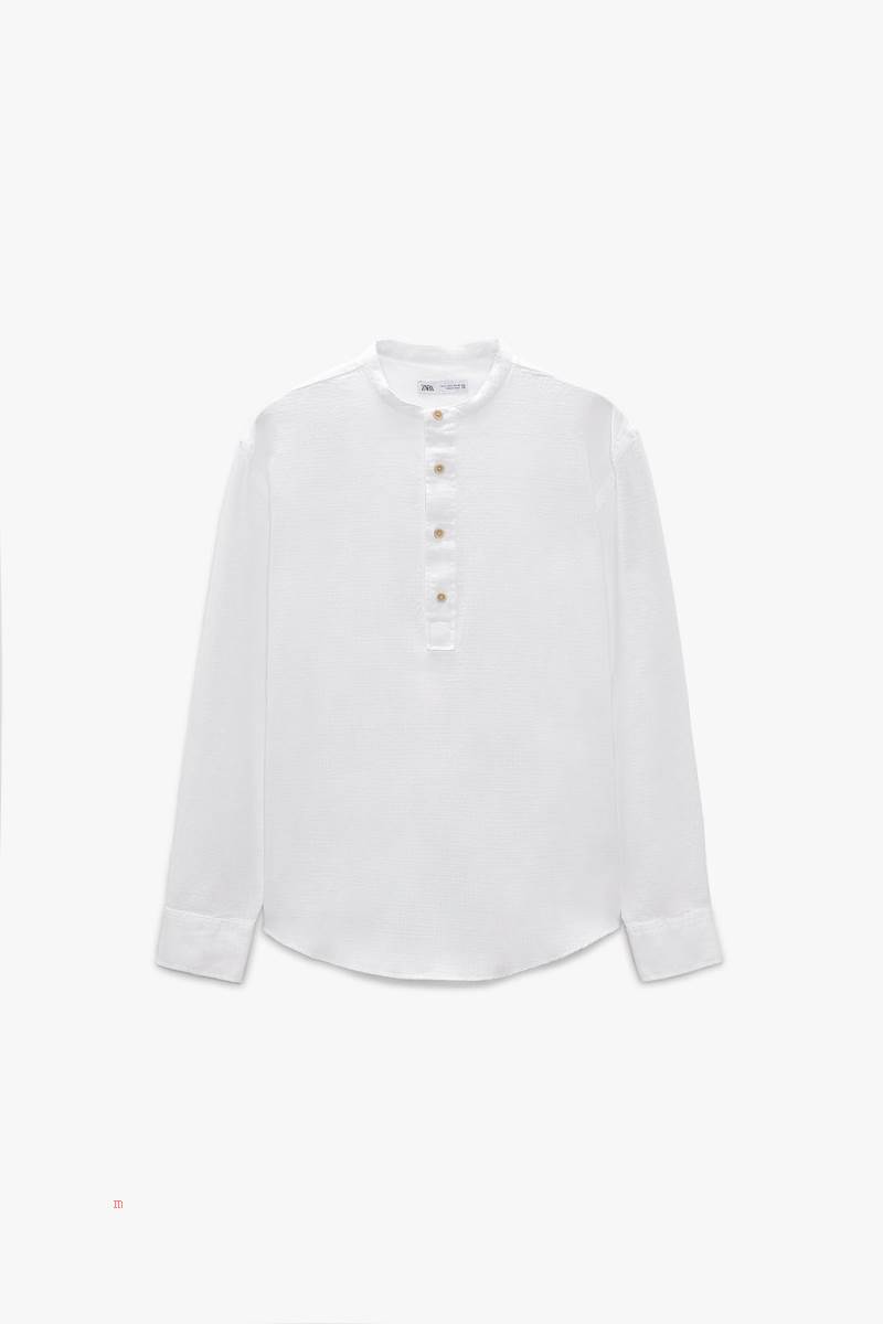 ZARA COTTON Skjorta Herr Vita | QNFHC-5968