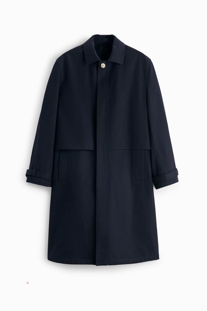 ZARA COTTON TRENCH Rockar Herr Marinblå Blå | YDCKM-7369