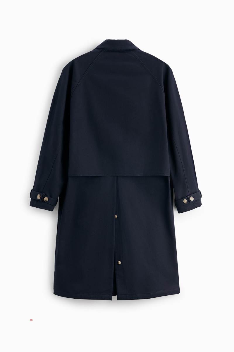 ZARA COTTON TRENCH Rockar Herr Marinblå Blå | YDCKM-7369