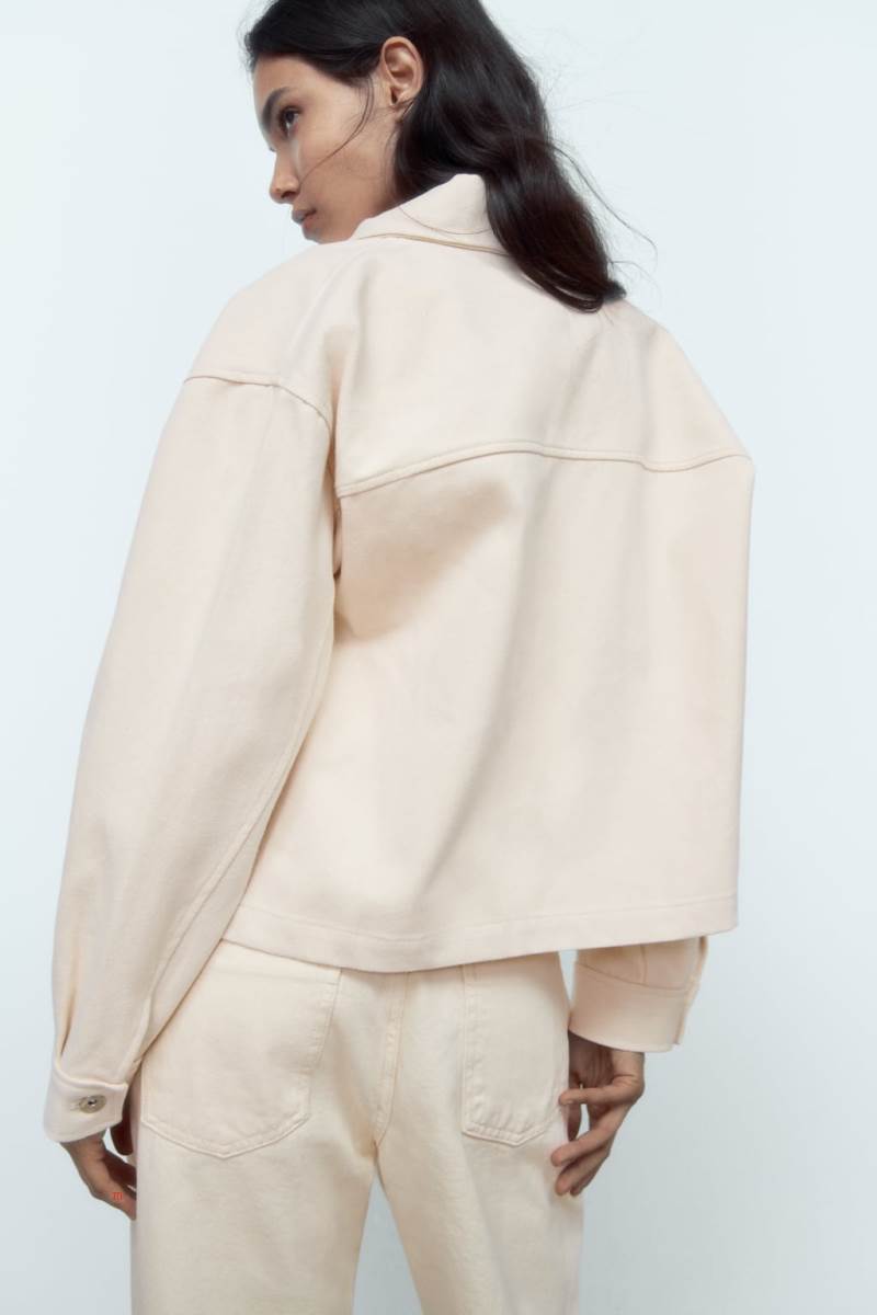ZARA COTTON WITH BEADED POCKET Jacka Dam Grå Vita | TPNFV-9820
