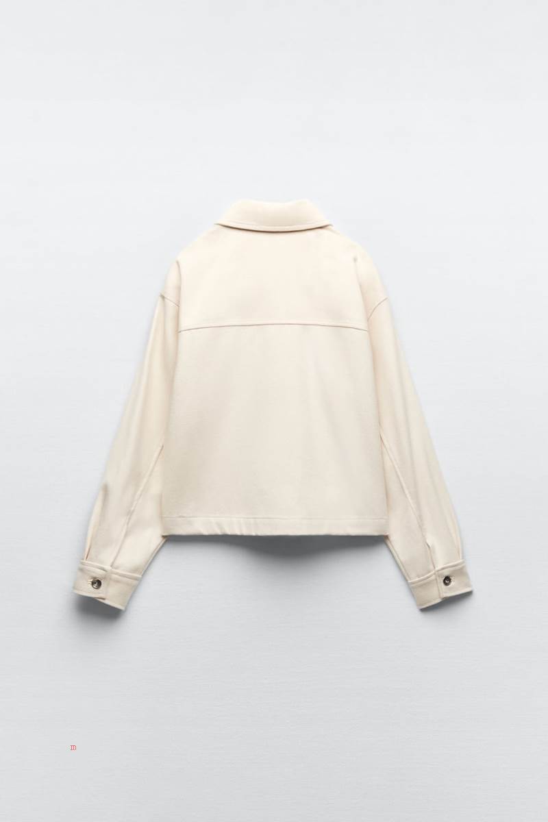 ZARA COTTON WITH BEADED POCKET Jacka Dam Grå Vita | TPNFV-9820