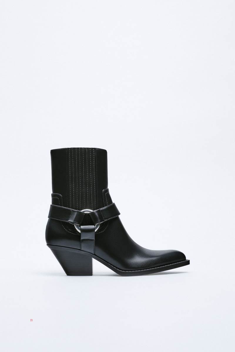 ZARA COWBOY-STYLE Ankelboots Dam Svarta | FZMHC-0143