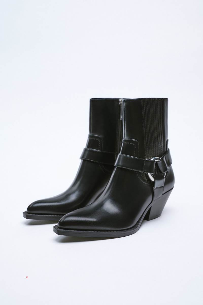 ZARA COWBOY-STYLE Ankelboots Dam Svarta | FZMHC-0143