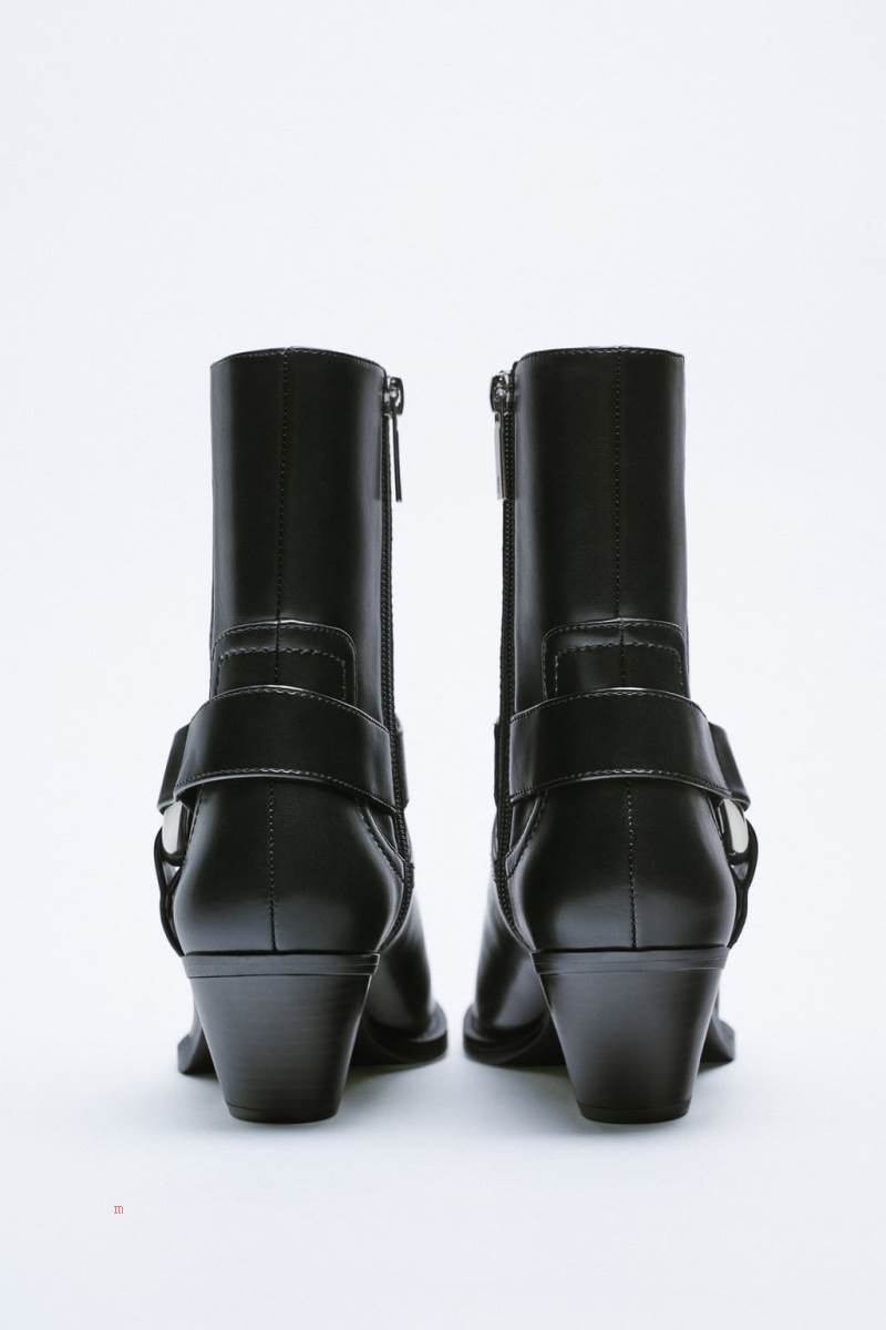 ZARA COWBOY-STYLE Ankelboots Dam Svarta | FZMHC-0143