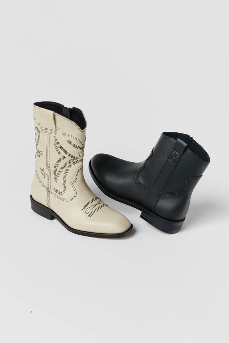 ZARA COWBOY-STYLE Ankelboots Tjej Svarta | LVGPQ-7581