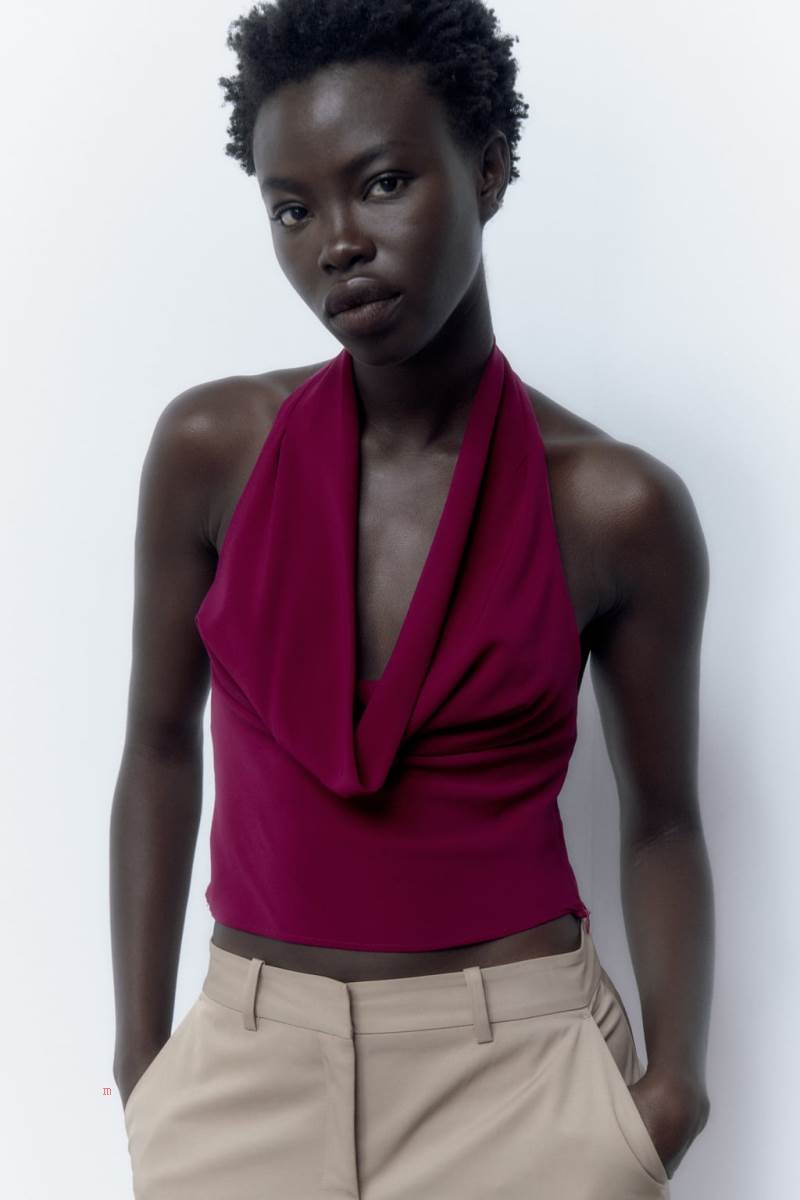 ZARA COWL NECK HALTER TOP Crop Top Dam Bruna | SHOND-9864