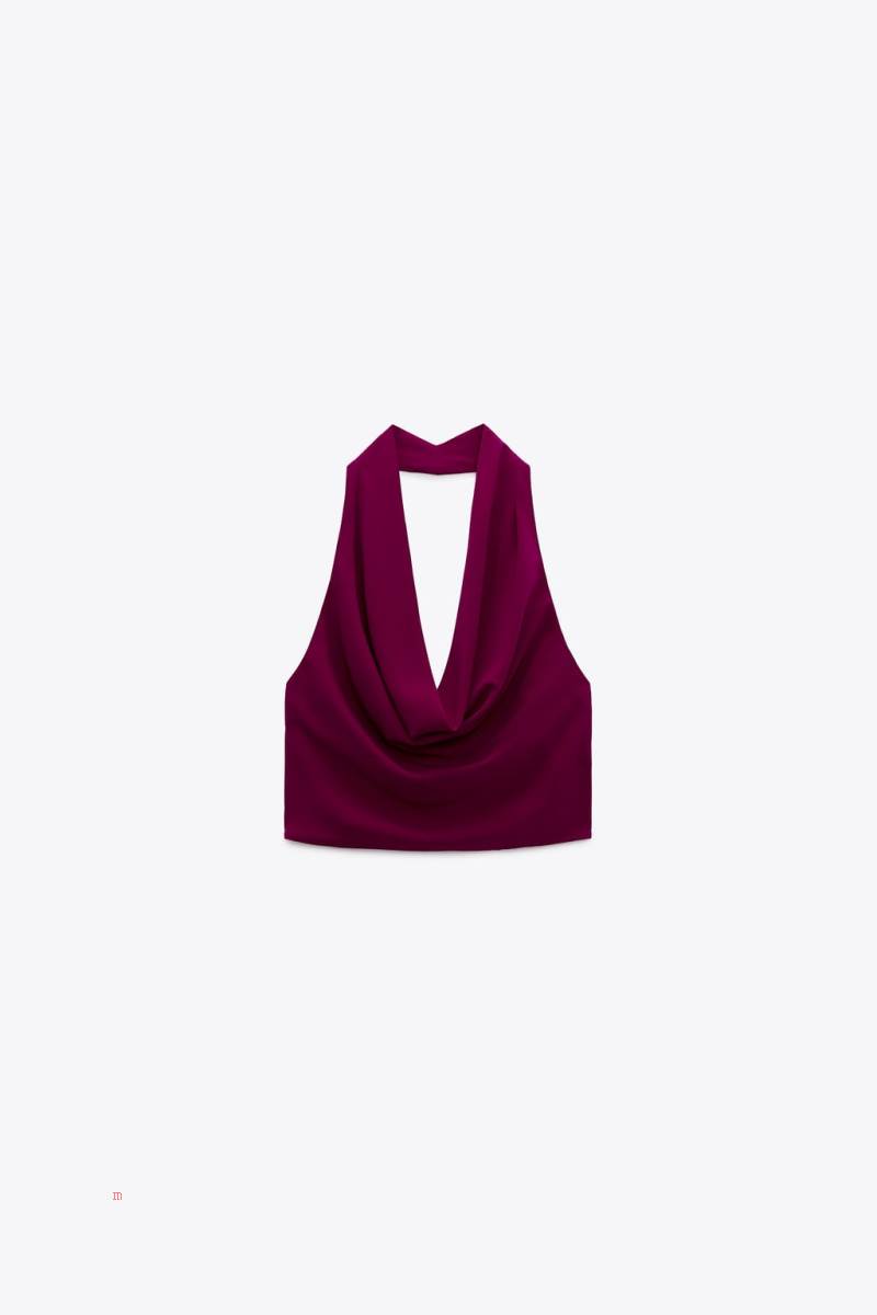 ZARA COWL NECK HALTER TOP Crop Top Dam Bruna | SHOND-9864